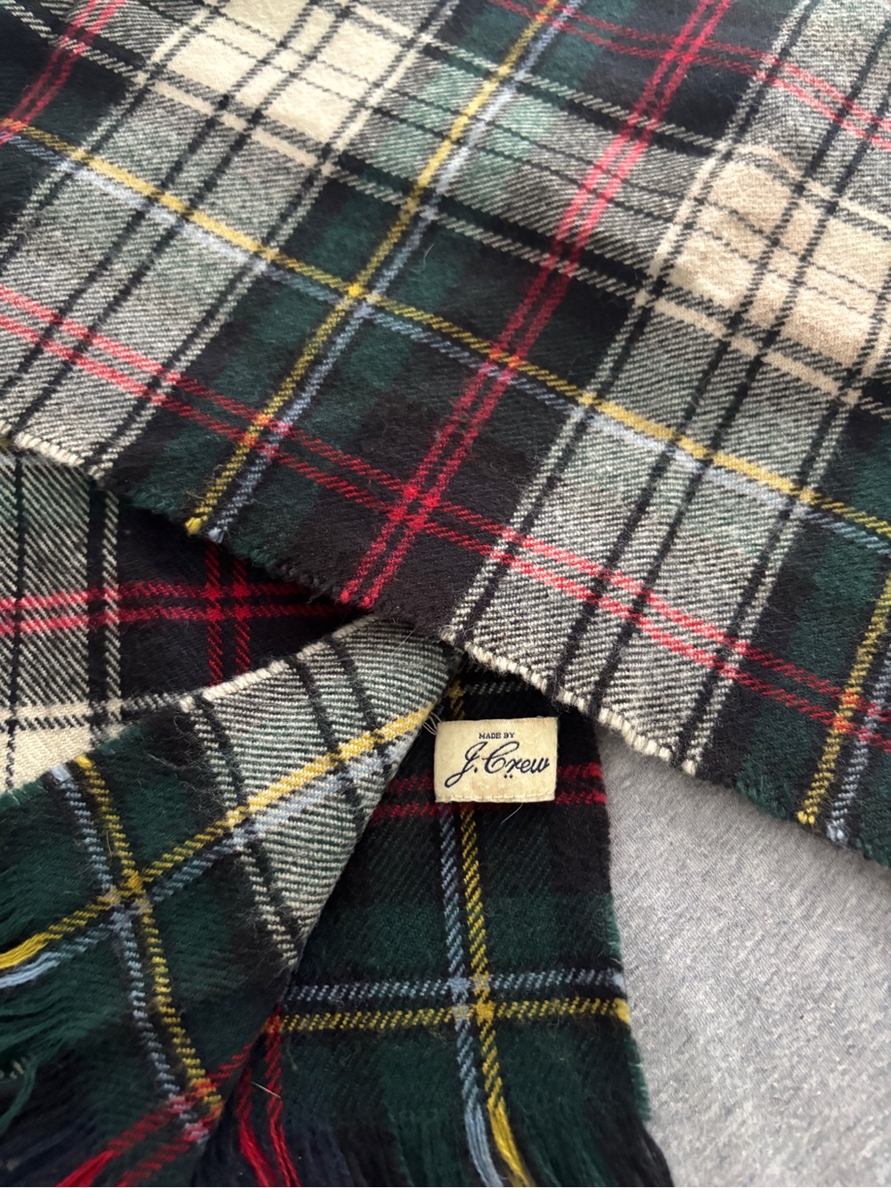J. Crew Green Black Plaid Scarf